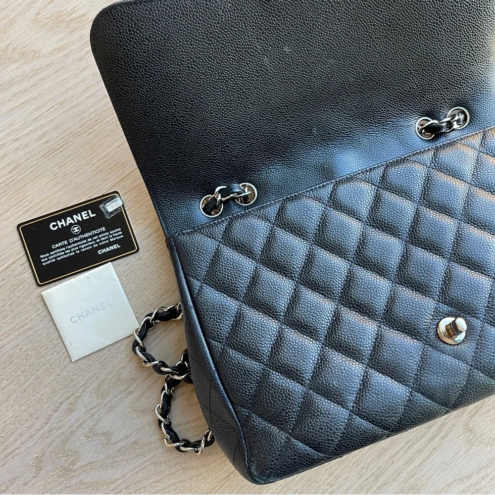 Chanel Jumbo Single Flap Black Caviar Silver Hardware - Picture 5 of 14